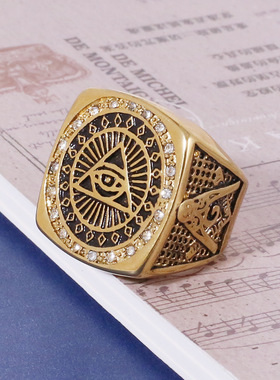 光明会全视之眼钛钢戒指男士