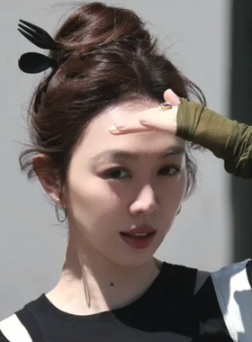 中餐厅姜妍同款刀叉发簪不规则叉子新中式丸子头发钗不锈钢头饰女
