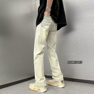 春秋得吃战衣裤子泥黄色牛仔裤f男女情侣套装包得吃国潮风426黄泥