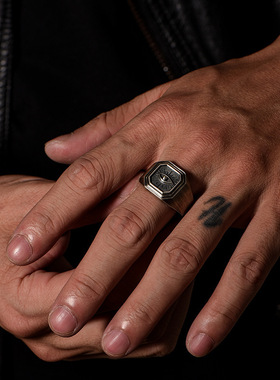 复古暗黑光暗会全视之眼戒指男