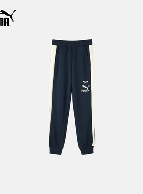 PUMA彪马男子复古拼色印花刺绣束脚针织长裤卫裤T7  628095