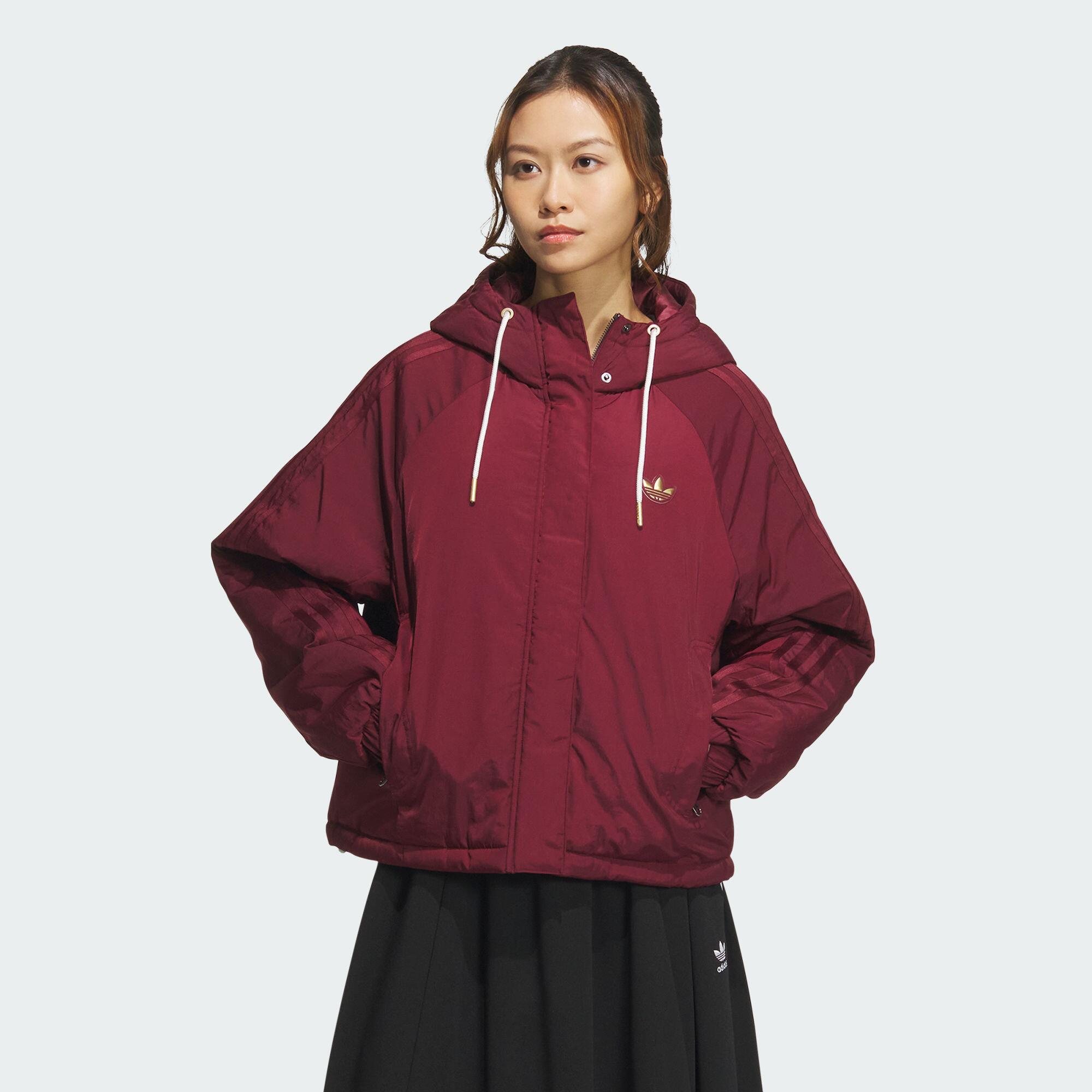 阿迪达斯三叶草女子梭织保暖运动宽松连帽棉服KA5313|KA5314