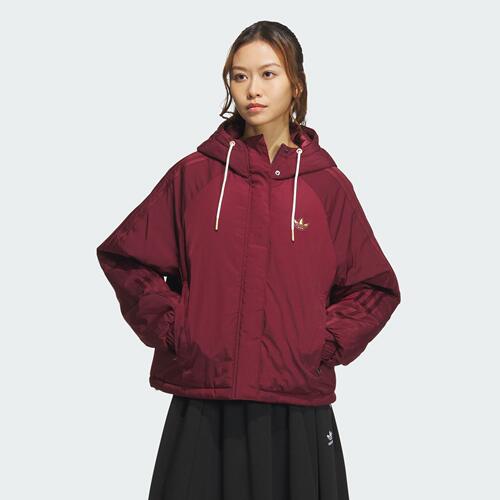 阿迪达斯三叶草女子梭织保暖运动宽松连帽棉服KA5313|KA5314