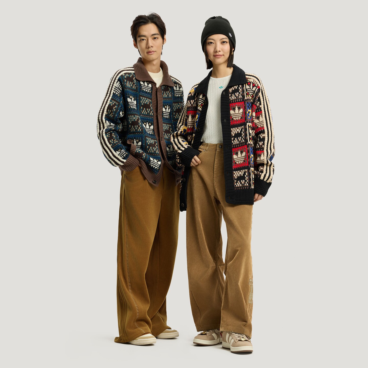 阿迪达斯三叶草中性新年款慵懒风针织运动宽松毛衣开衫外套KR2801