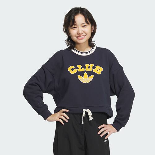 阿迪达斯女子复古运动宽松圆领卫衣套头衫JD6374|JD6375|JD6376
