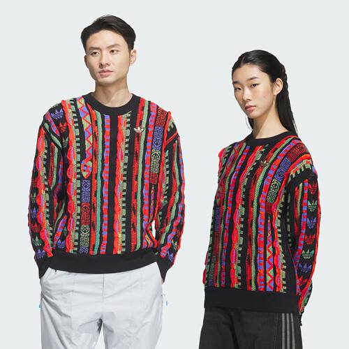 阿迪达斯男女情侣款纯棉针织运动宽松套头毛衣JL8370|JL8371