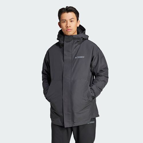 阿迪达斯户外防水防风三合一650蓬鹅绒羽绒内胆夹克外套IX7937