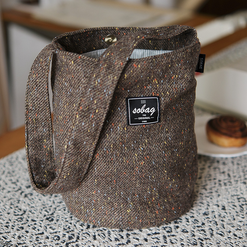 sobag秋冬羊毛呢单肩水桶布包