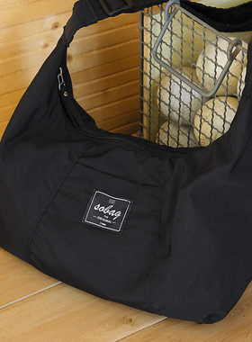 sobag休闲简约中款单肩斜挎布包女日系百搭防水尼龙布通勤饺子包