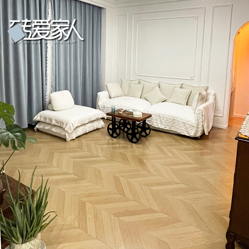 鱼骨人字拼花客餐厅美式庭院仿古阳台仿实木纹地板磁瓷砖600x1200