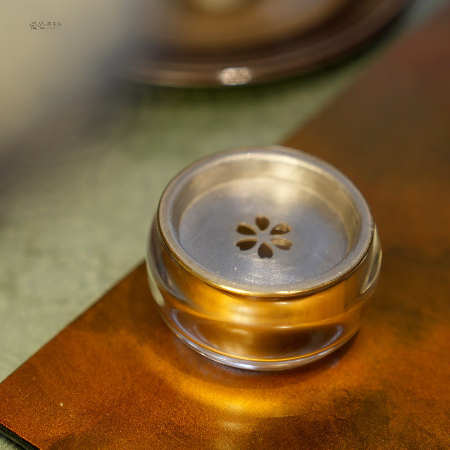 爱曼茶生活  包铜口锡蓋琉璃小建水蓄水壶承高4.7 口径7
