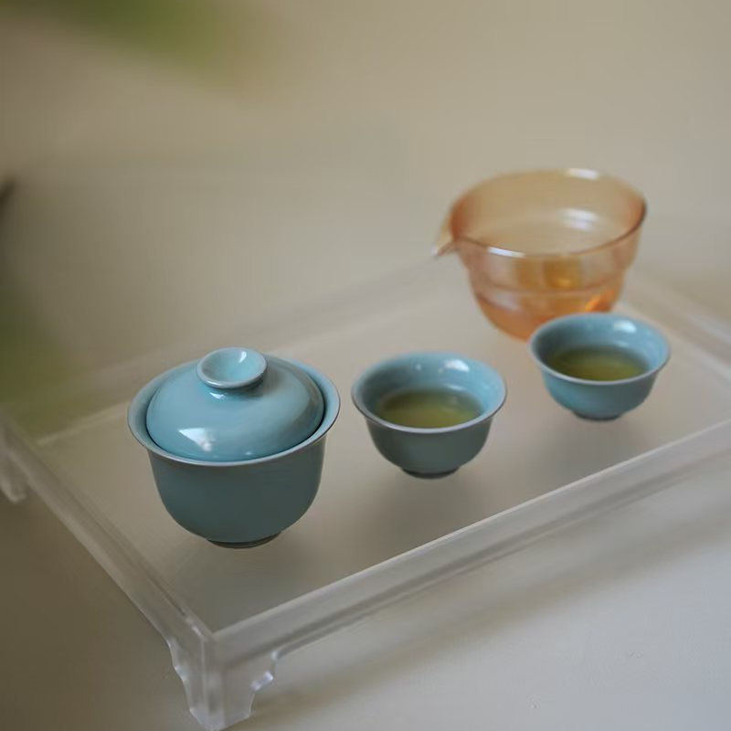 爱曼茶生活霁泽窑【知行】旅行盖碗茶器组合两才盖碗品茗杯原矿釉