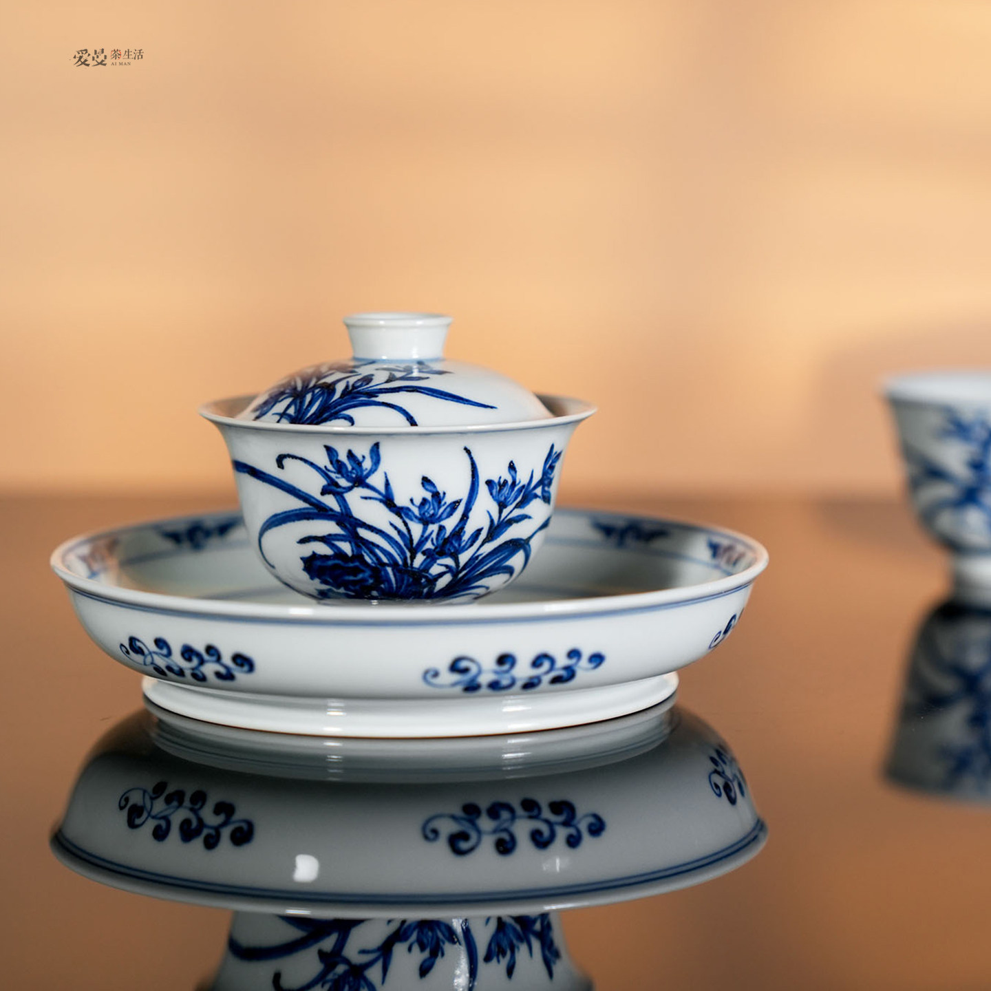 爱曼茶生活松风馆仿明永宣景德镇陶瓷纯手绘青花盖碗主人茶杯壶承图片