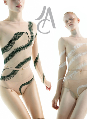 现货Just A Corpse蛇系列芭蕾舞蹈长袖连体外穿纱衣JAC瑜伽练功服