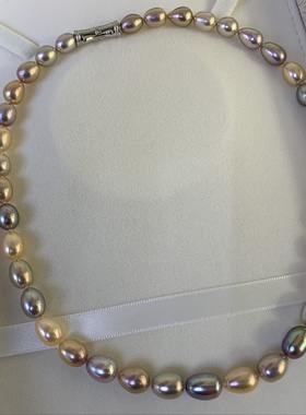 天然色极光淡水珍珠7.5-8.3mm无瑕s925纯银扣礼盒装