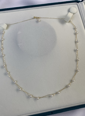 天然珍珠G18k金麻花满天星3.5mm淡水珍珠无瑕极光送闺蜜生日礼物