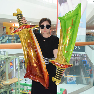 儿童玩具闪光大宝剑屠龙刀气球加厚手持棒街卖摆摊地推装饰小礼品