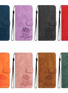 适用于三星Galaxy A14/A23/A04/A04S/A03/A02S/F02S Core 5G手机套翻盖保护套软硅胶壳防摔猫头鹰插卡支架