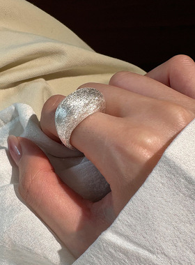 韩版小众设计厚重拉丝磨砂戒指女时尚个性简约百搭高级感开口指环