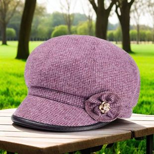 秋冬季中老年女士帽子保暖老奶奶帽子新款八角帽加厚老人贝雷帽