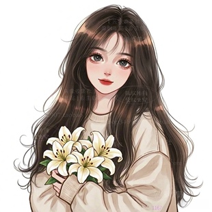 原创漫画手绘卡通女微信头像 唯美鲜花美女  自动发货 头像收集社