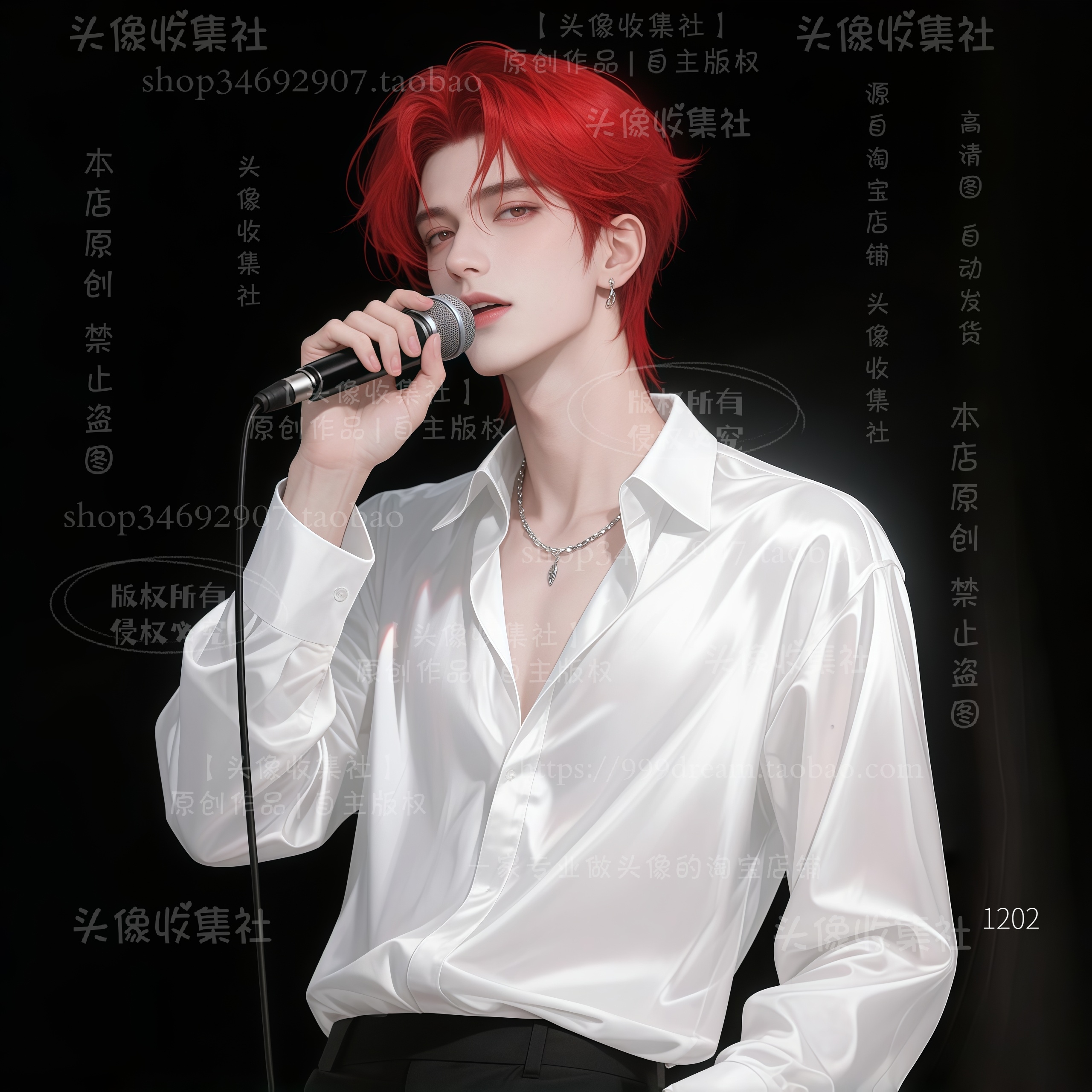原创漫画手绘头像唱歌语音厅帅气男头像微信 自动发货 头像收集社