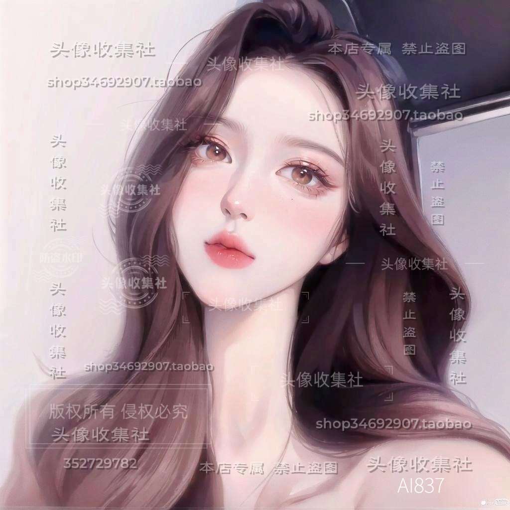 原创AI漫画女孩高清图头像卡通手绘美女头像 自动发货 头像收集社