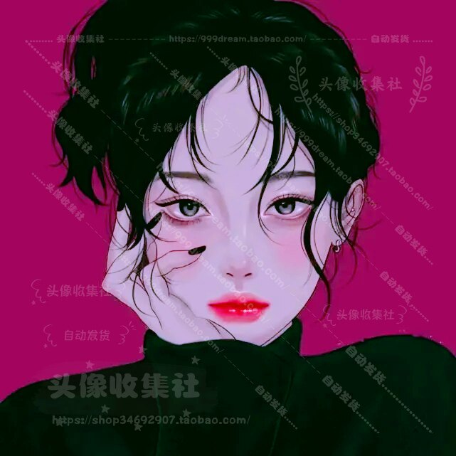 情侣头像 卡通动漫手绘彩色情头  爱情男女 自动发货  头像收集社