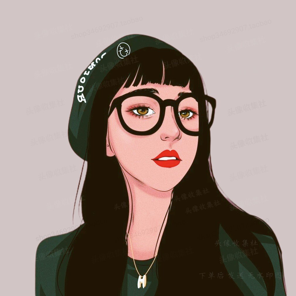 头像 女卡通 动漫 手绘 眼镜美女 高清头像  头像收集社 自动发货