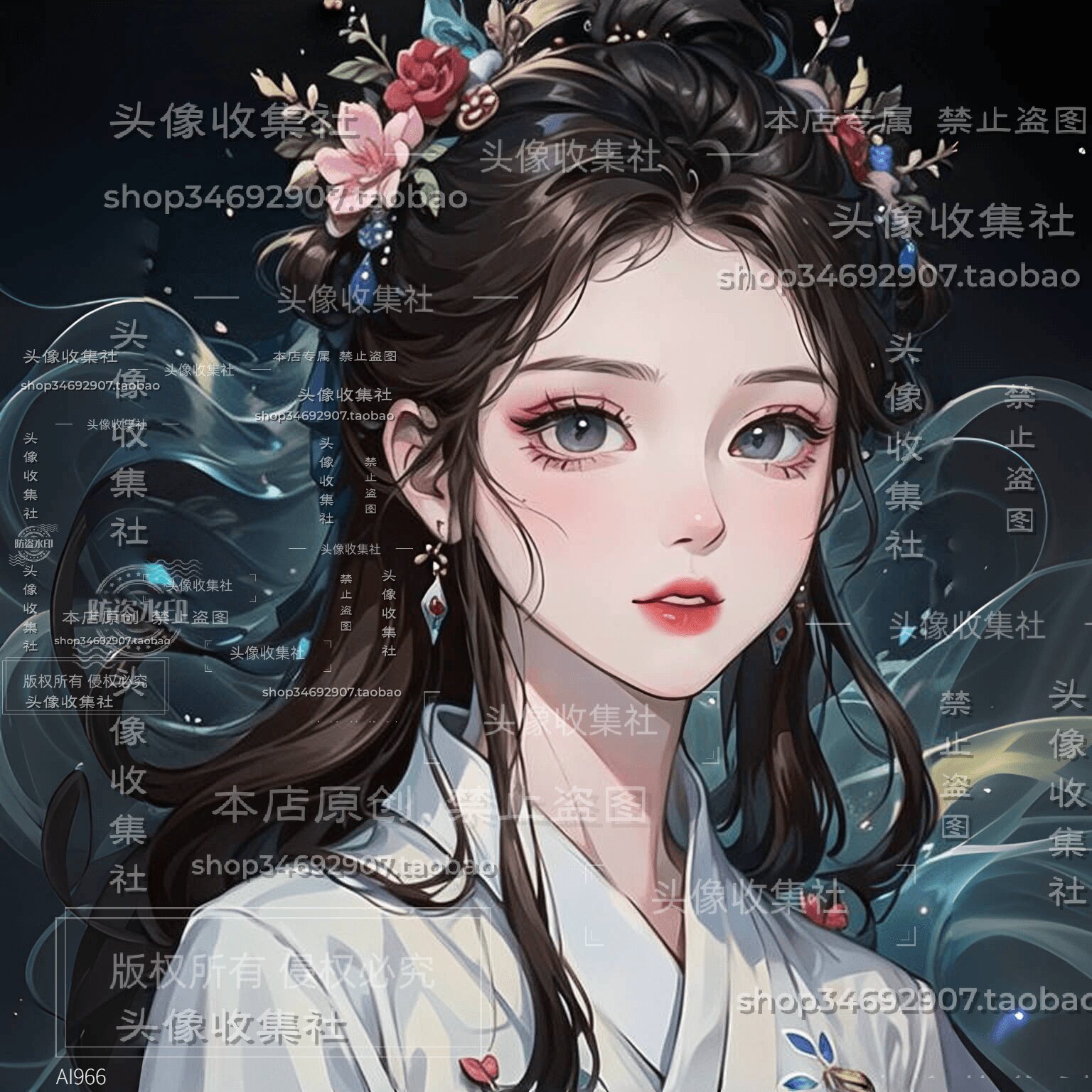 原创原画漫画古风美女头像 卡通手绘高清图 自动发货 头像收集社