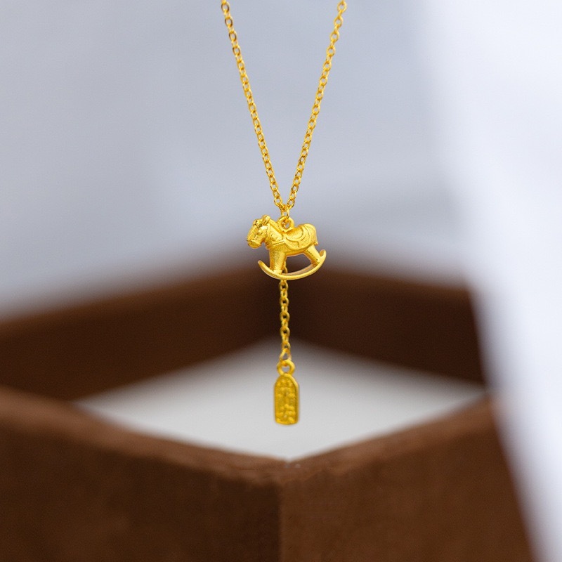 金店同款沙金古法马上有钱平安吊坠项链女仿真黄金小众感礼物