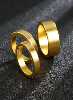 越南沙金戒指潮流轻奢情侣对戒复古久不掉色指环磨砂素圈跨境