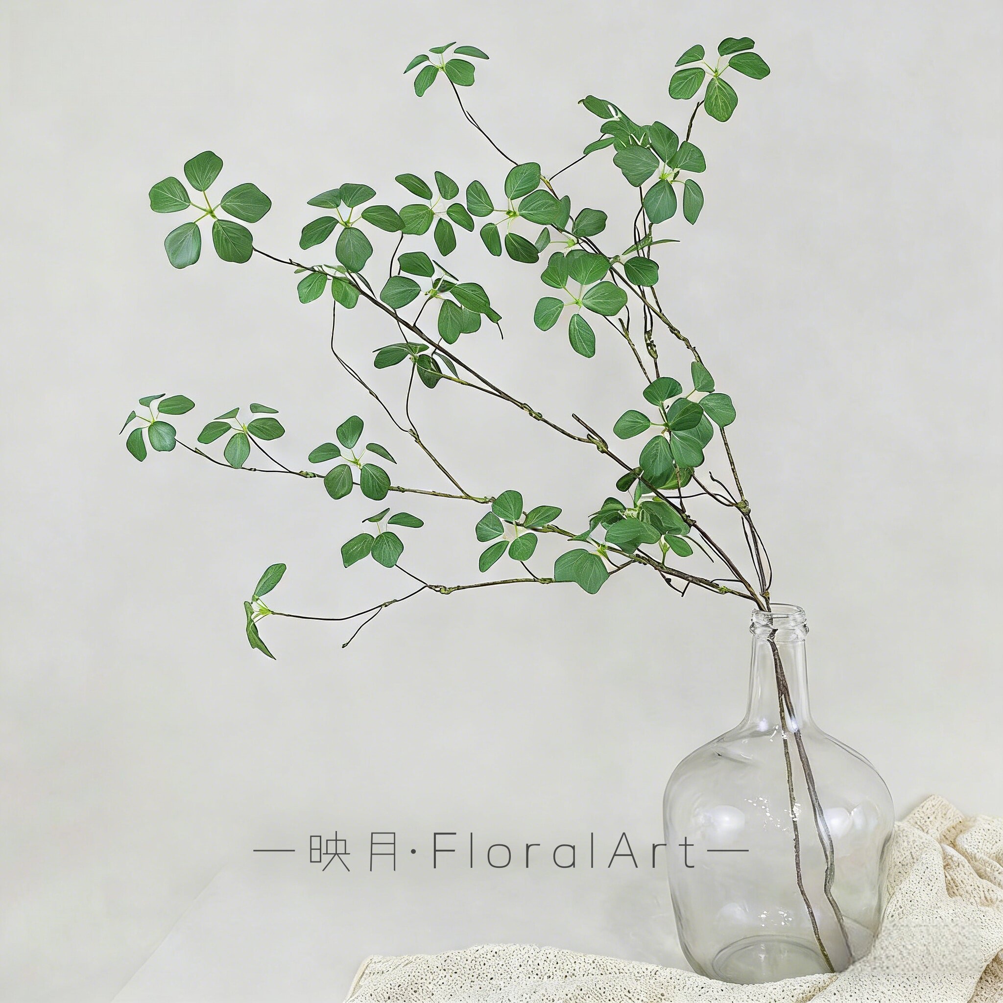 仿真观音莲叶 中式禅意藤条绿植假花简约假植物花束室内干花装饰