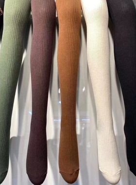 韩国东大门进口纯色螺纹平纹净版高弹打底袜连体连裤袜子秋冬美腿