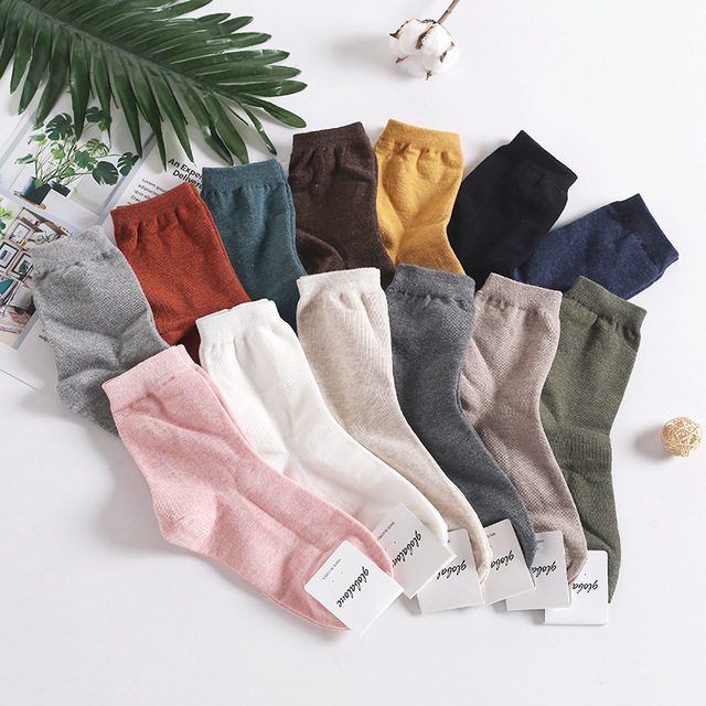 韩国东大门代购女复古糖果纯色文艺高腰收腰中筒袜子长筒堆堆棉袜