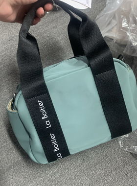 出口日单兰色时尚女包仿布料横款手提包时尚PU单肩斜挎包048