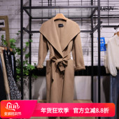 莫家2025冬季 宽松系带毛呢大衣专柜正品 新款 韩版