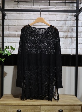 MRER莫乂义 春季新款宽松显瘦中长款镂空上衣女R5C20778专柜正品