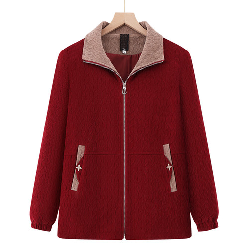 中老年女春秋长袖外套妈妈装