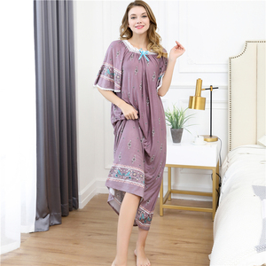 夏女士纯棉绸长款睡裙加大码可外穿睡衣波西米亚旅游沙滩裙200斤