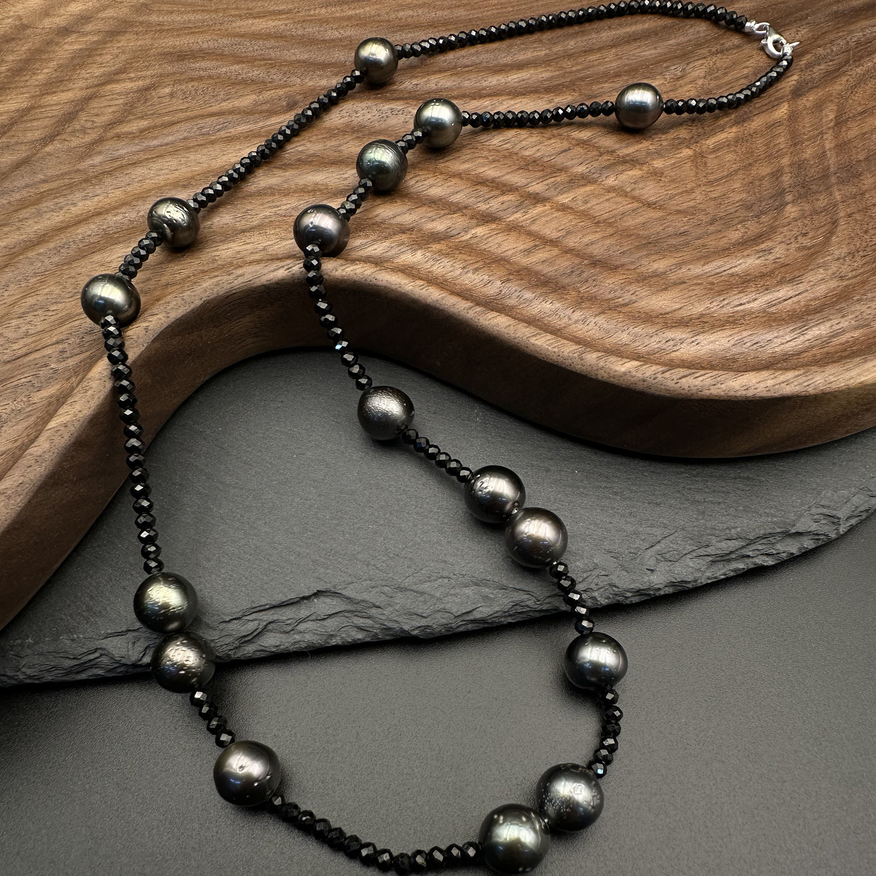 大溪地珍珠尖晶石毛衣链