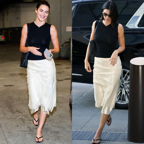 肯豆同款白色A字双层半身裙