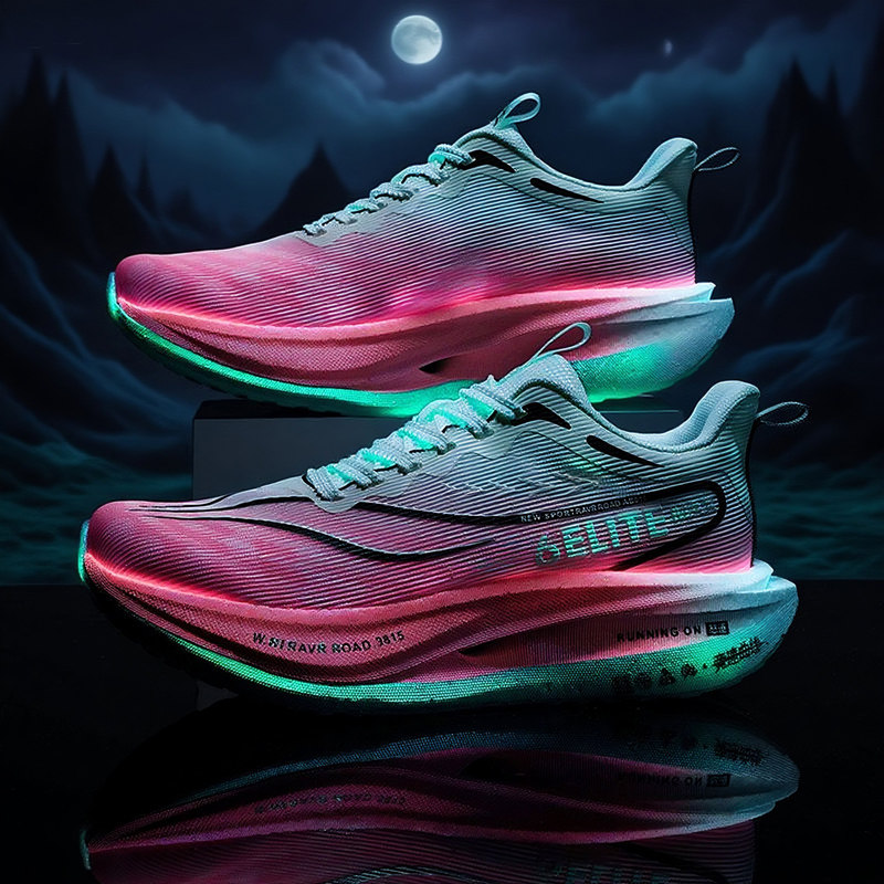 碳板跑鞋男学生专业超轻竞速跑步鞋回弹缓震中大童运动鞋荧光系带,运动鞋new,跑步鞋,淘宝优惠券,粉丝福利购,淘宝优惠卷