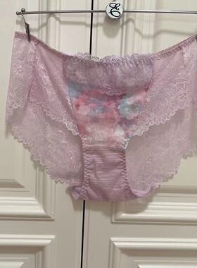 速发EBLIN时尚浪漫薰衣草色透气软蕾丝性感舒适修身提臀女平角裤