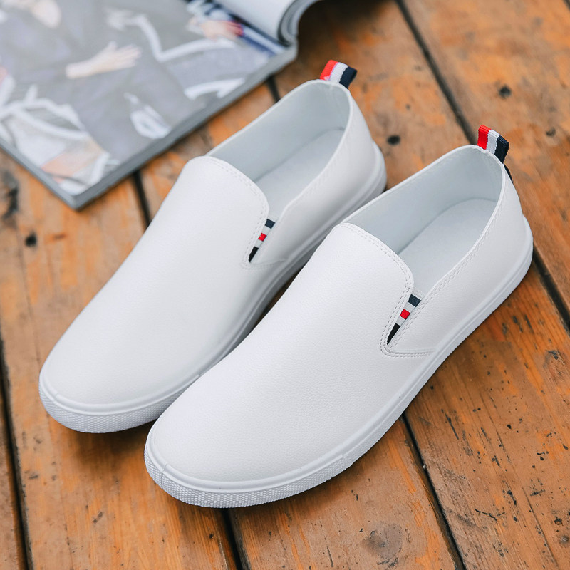 2026春秋季运动休闲皮鞋工作防水板鞋百搭懒人男鞋男士潮流小白鞋