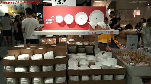 宜家餐盘钢化玻璃白色米饭碗