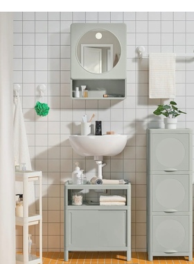 宜家家居正品代购伊瓦霍恩 洗脸池底柜带滑门/绿色50x33x57 厘米