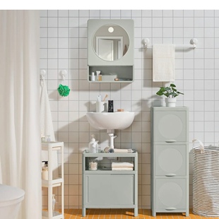 宜家家居正品代购伊瓦霍恩 洗脸池底柜带滑门/绿色50x33x57 厘米