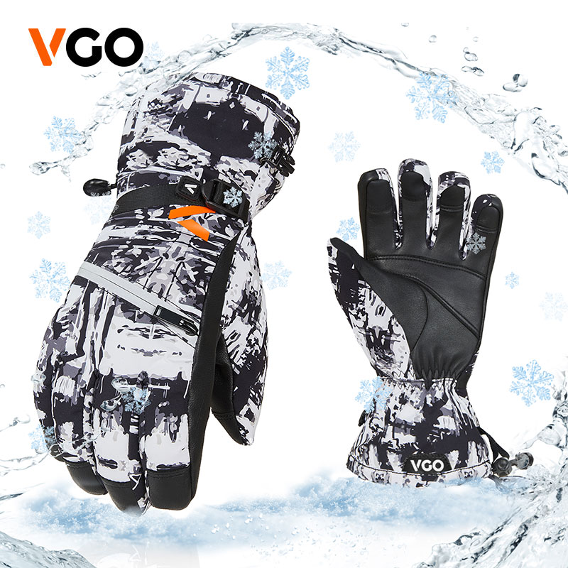 VGO成人男女滑雪户外运动手套防风防水透气耐磨天然羊皮GA2474