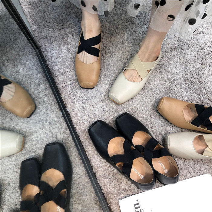 单鞋女2020秋季新品做旧日常交叉